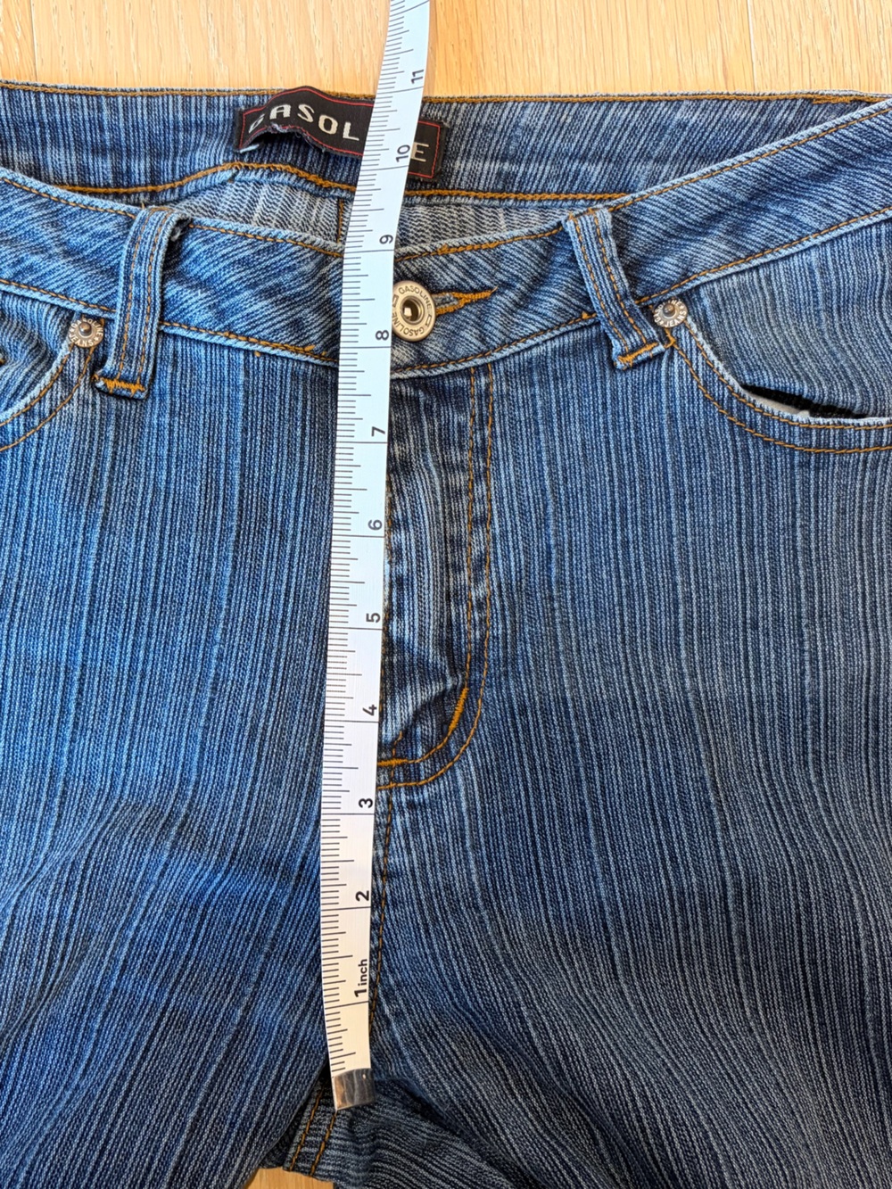 Gasoline Y2K Pinstripe Flare Jeans Size 6 Stretch Denim - Picture 5 of 8
